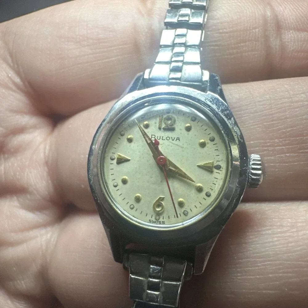 Works VTG BULOVA 1950's Mermaid Ladies watch Swiss Manual wind 21mm Fit 7in RARE